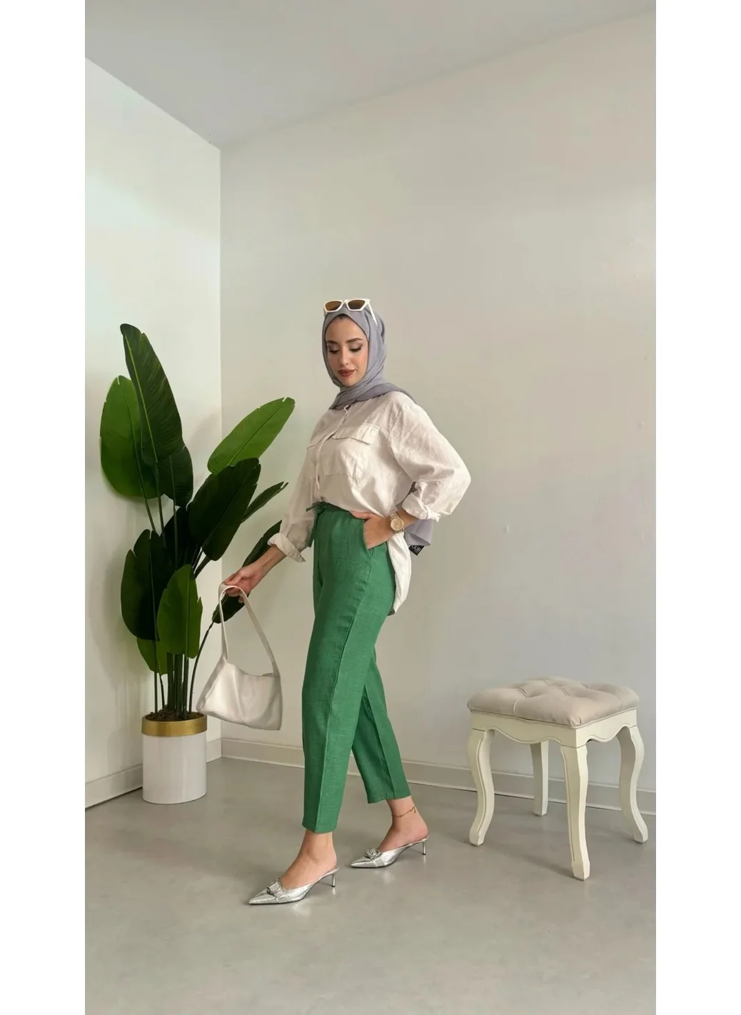 Swana Sofia Linen Velcro Wide Leg Trousers