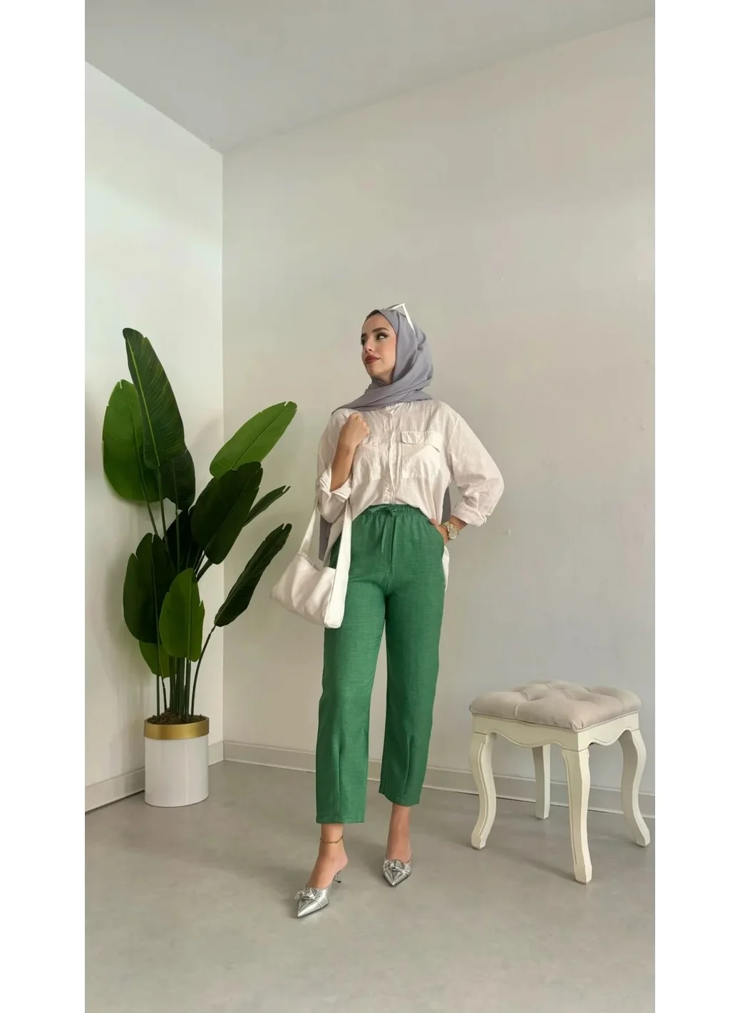 Swana Sofia Linen Velcro Wide Leg Trousers