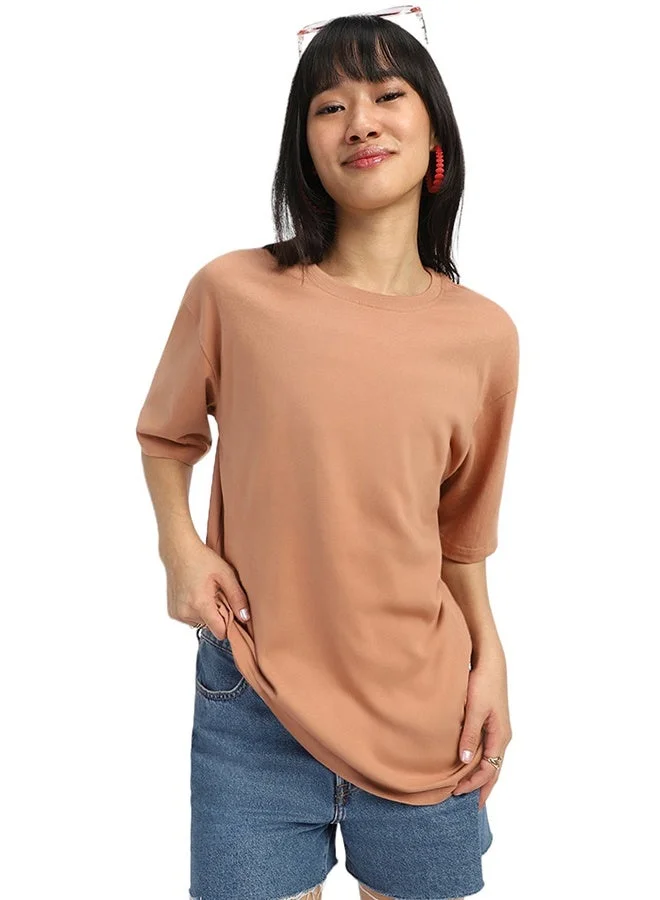 Juneberry Juneberry Pure Cotton Over-size  CORK T-Shirt For Women
