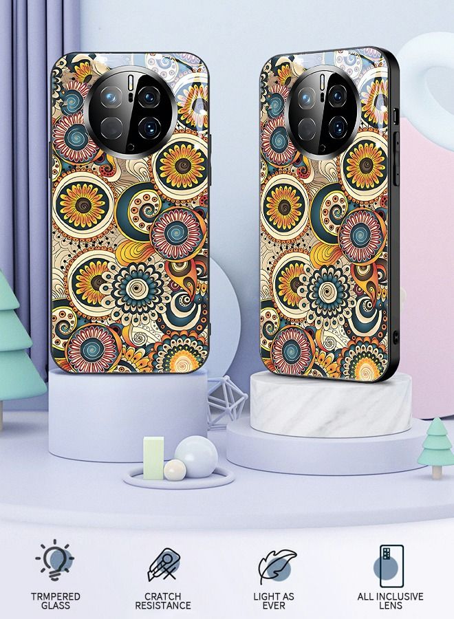 GROIC Compatible with Huawei Mate 50 Pro Phone Case,Vintage Design Full Body Protective Scratch-Resistant Cover,Shockproof Anti-Scratch Glass Case for Mate 50 Pro 6.74'' - Image 2