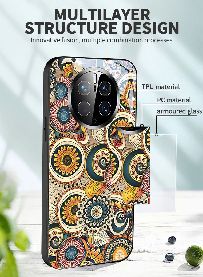 GROIC Compatible with Huawei Mate 50 Pro Phone Case,Vintage Design Full Body Protective Scratch-Resistant Cover,Shockproof Anti-Scratch Glass Case for Mate 50 Pro 6.74'' - Image 4