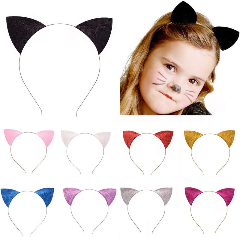 Merroyal Glitter Cat Ears Headband Halloween Fancy Dress Cat Woman Hairband Cosplay - Image 3