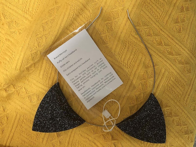 Merroyal Glitter Cat Ears Headband Halloween Fancy Dress Cat Woman Hairband Cosplay - Image 5
