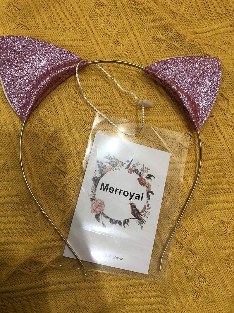 Merroyal Glitter Cat Ears Headband Halloween Fancy Dress Cat Woman Hairband Cosplay - Image 4