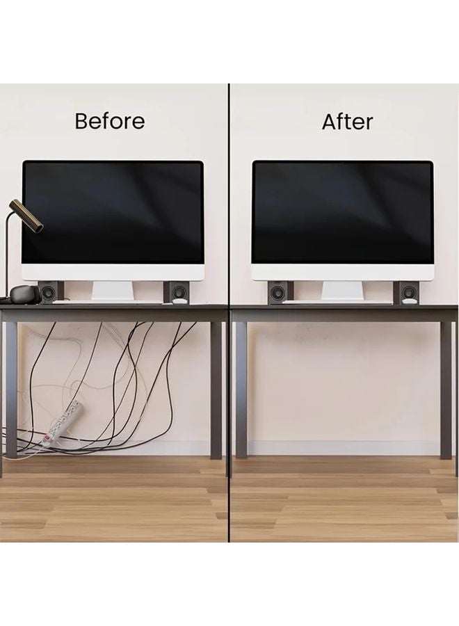 2pcs Grey PVC Under Desk Cable Trays Self Adhesive Hidden Cable Management For Home Office - Image 3