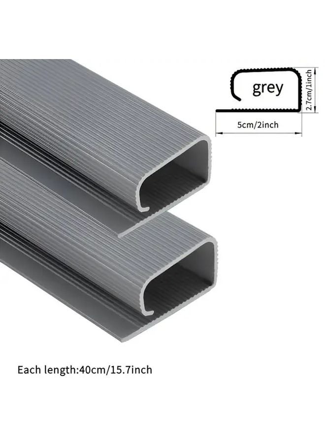 2pcs Grey PVC Under Desk Cable Trays Self Adhesive Hidden Cable Management For Home Office - Image 1