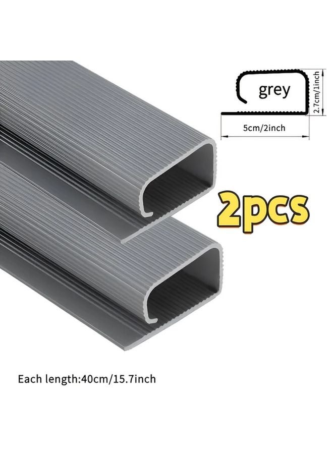 2pcs Grey PVC Under Desk Cable Trays Self Adhesive Hidden Cable Management For Home Office - Image 4