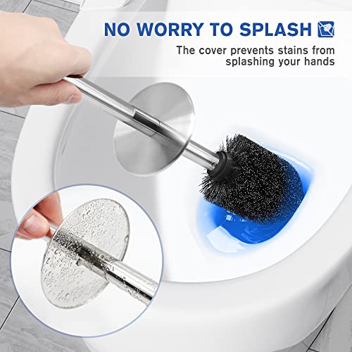 Wsedor Toilet Brush and Holder, 2 Pack Toilet Brush Stainless Steel, Toilet Bowl Brush for Bathroom Toilet-Ergonomic, Elegant,Durable (Silver) - Image 4