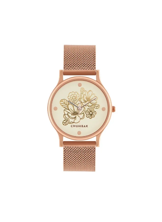 Chumbak Abstract Peacock Watch, Metal Mesh Strap