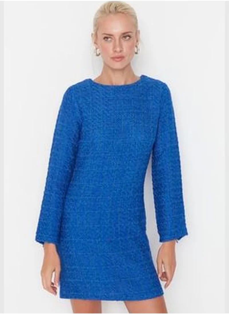 trendyol Blue Tweed Dress TWOAW23EL00796