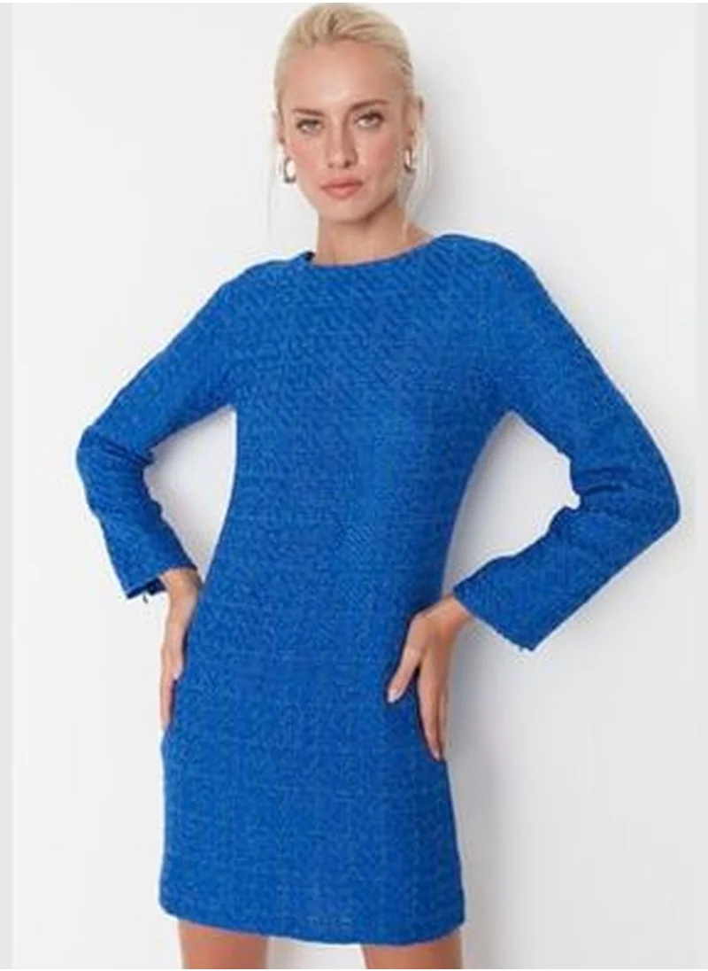trendyol Blue Tweed Dress TWOAW23EL00796