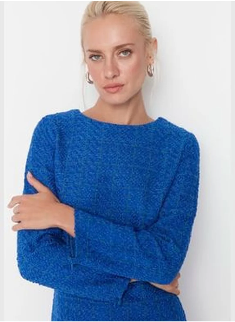 trendyol Blue Tweed Dress TWOAW23EL00796