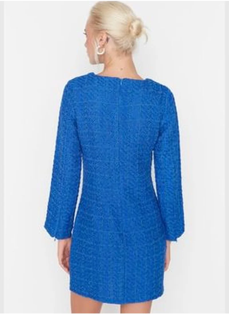 trendyol Blue Tweed Dress TWOAW23EL00796