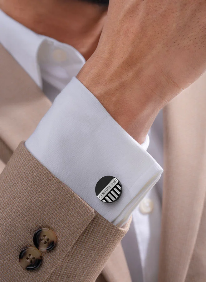 CERRUTI 1881 Leandro Grey and Black Stainless Steel Cufflinks for Men