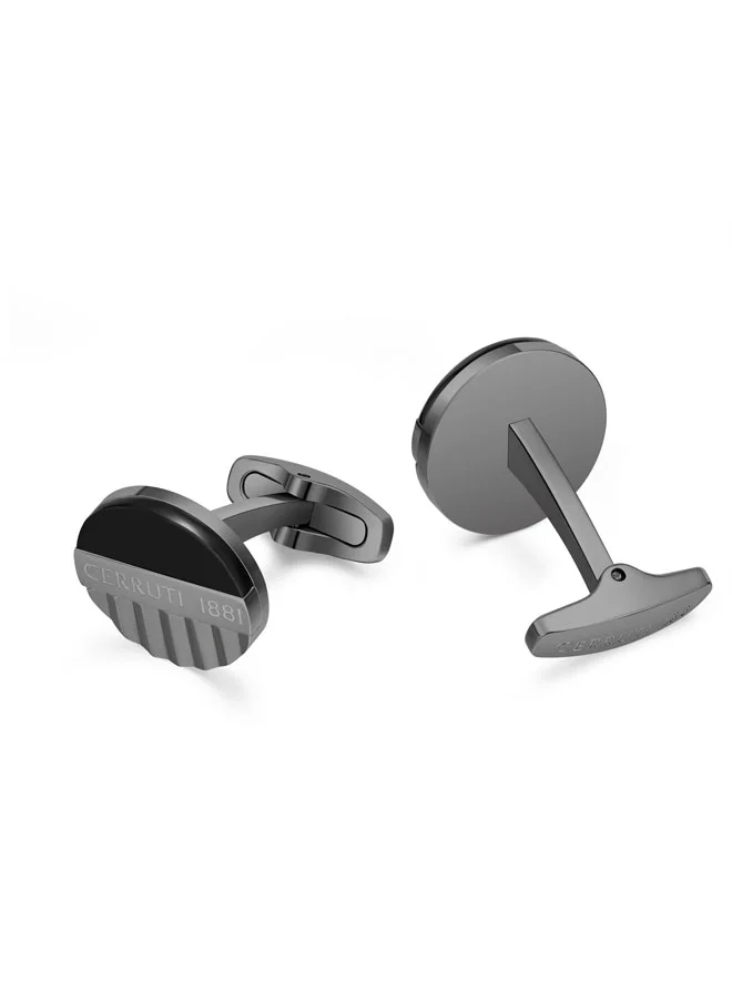 CERRUTI 1881 Leandro Grey and Black Stainless Steel Cufflinks for Men
