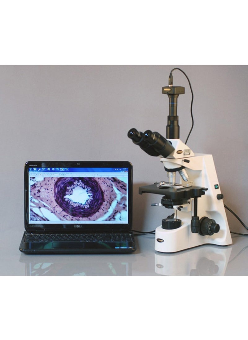 AmScope AmScope T690BPL Trinocular Compound Microscope 40X2000X Magnification WH10x and WH20x SuperWidefield Eyepieces Infinity Plan Achromatic Objectives Brightfield Kohler Condenser DoubleLayer Mechanical Stage  - Image 4