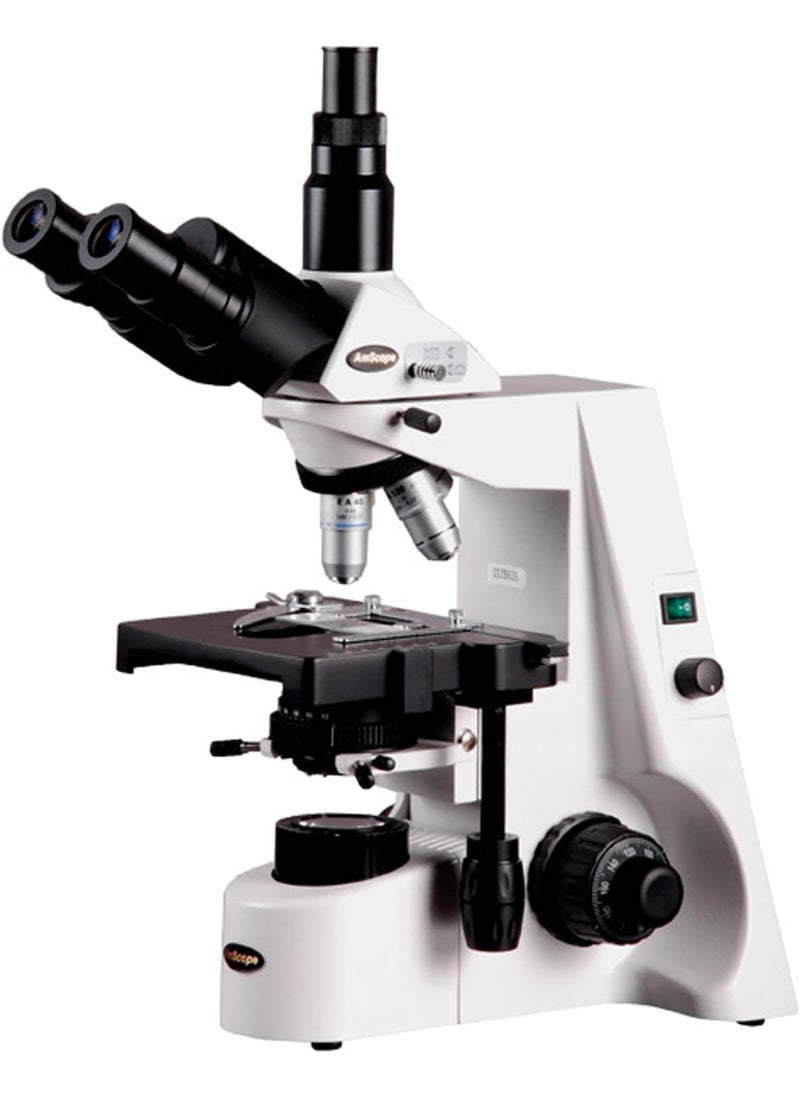 AmScope AmScope T690BPL Trinocular Compound Microscope 40X2000X Magnification WH10x and WH20x SuperWidefield Eyepieces Infinity Plan Achromatic Objectives Brightfield Kohler Condenser DoubleLayer Mechanical Stage  - Image 1