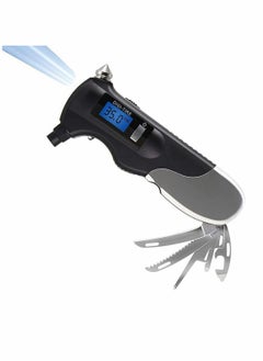 SYOSI Car Tire Pressure Gauge Tyre Pressure Gauge Stainless Steel Car Tire Pressure Gauge LED Outdoor Flashlight Digital Tire Pressure Gauge Use for All Vehicles Emergency Tools Black  - Image 1