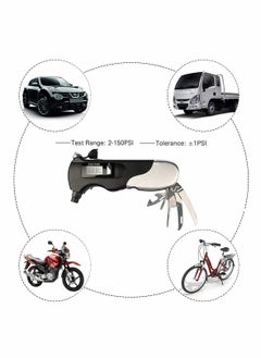 SYOSI Car Tire Pressure Gauge Tyre Pressure Gauge Stainless Steel Car Tire Pressure Gauge LED Outdoor Flashlight Digital Tire Pressure Gauge Use for All Vehicles Emergency Tools Black  - Image 2