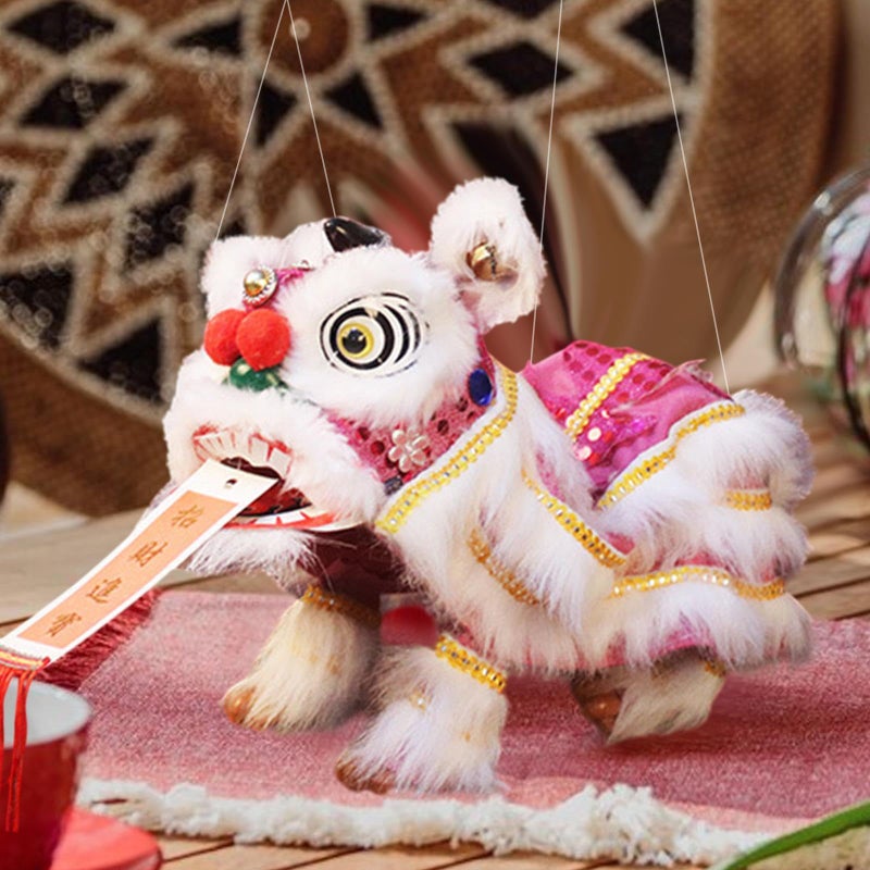 Pink White Chinese Hand String Puppet Marionette Lion Toy For Children Adults Party - Image 5