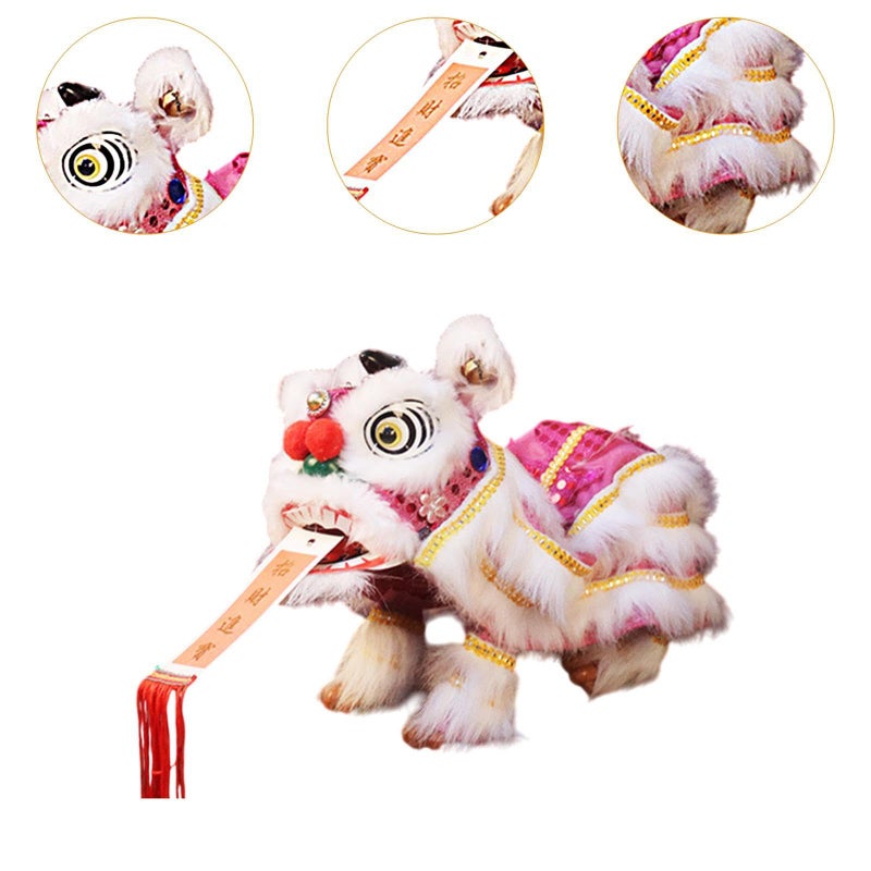 Pink White Chinese Hand String Puppet Marionette Lion Toy For Children Adults Party - Image 4