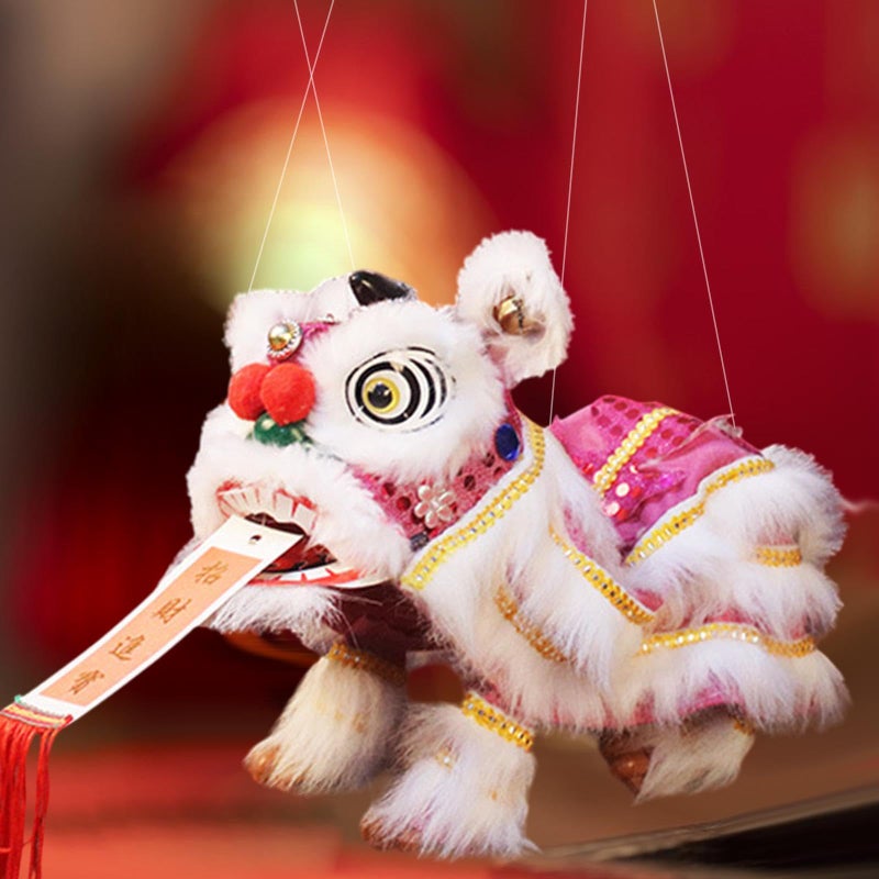 Pink White Chinese Hand String Puppet Marionette Lion Toy For Children Adults Party - Image 3