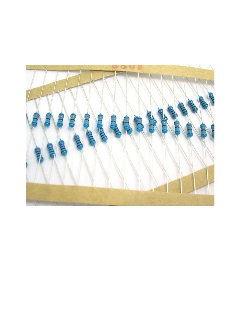1/4W Metal Film Resistor 5 Color Ring Band 1% Ohms Tolerance For Electrical DIY Pack of 50  - Image 1