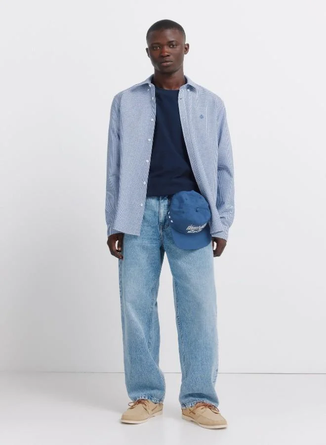 Springfield 100% cotton regular fit button-down gingham print easy-iron easy care long sleeve shirt