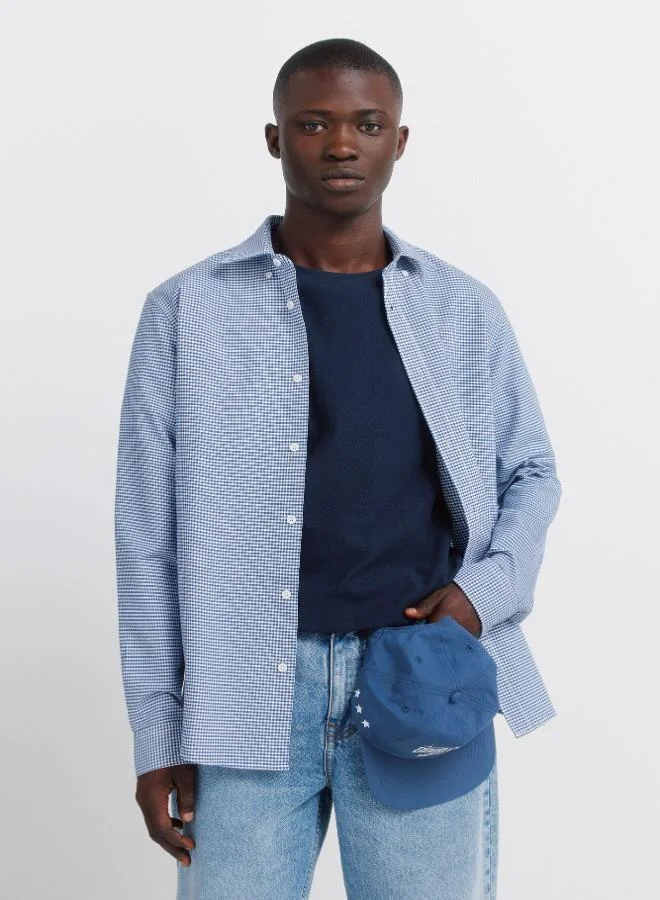 Springfield 100% cotton regular fit button-down gingham print easy-iron easy care long sleeve shirt