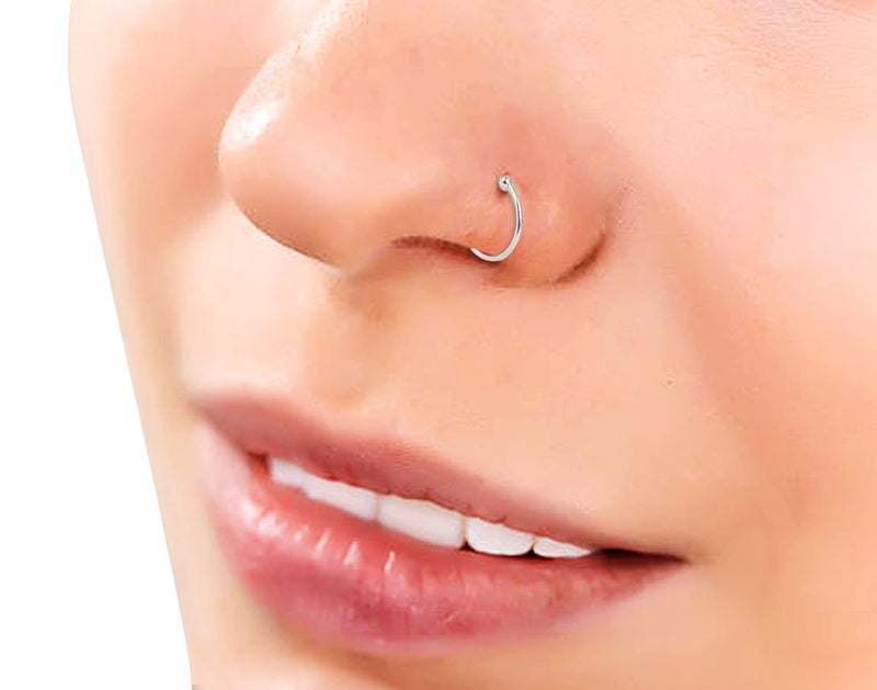 Abhooshan Pure 92.5 Sterling Silver Designer Press On Nose Ring - No Piercing required - Clip-On. Stylish and Latest Body Jewelry for Septum Couch Helix - Image 2
