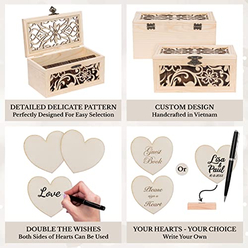 Jecor Alternative Guest Book Box - Wedding Guest book Alternative - 62 Large Wooden Hearts - Also for Baby Shower, Bridal Shower, Anniversary, Birthday, Retirement, Funeral Guest Book Alternatives, Pattern - Image 4