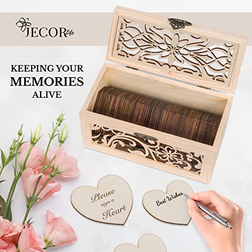 Jecor Alternative Guest Book Box - Wedding Guest book Alternative - 62 Large Wooden Hearts - Also for Baby Shower, Bridal Shower, Anniversary, Birthday, Retirement, Funeral Guest Book Alternatives, Pattern - Image 2