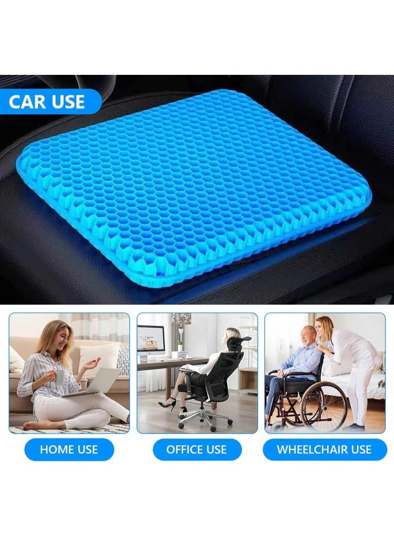 Gel Seat Cushion with Honeycomb Design, Double Layer Pressure Relief Cushion with Washable Cover for Office Chair, Car Seat and Wheelchair - Image 5