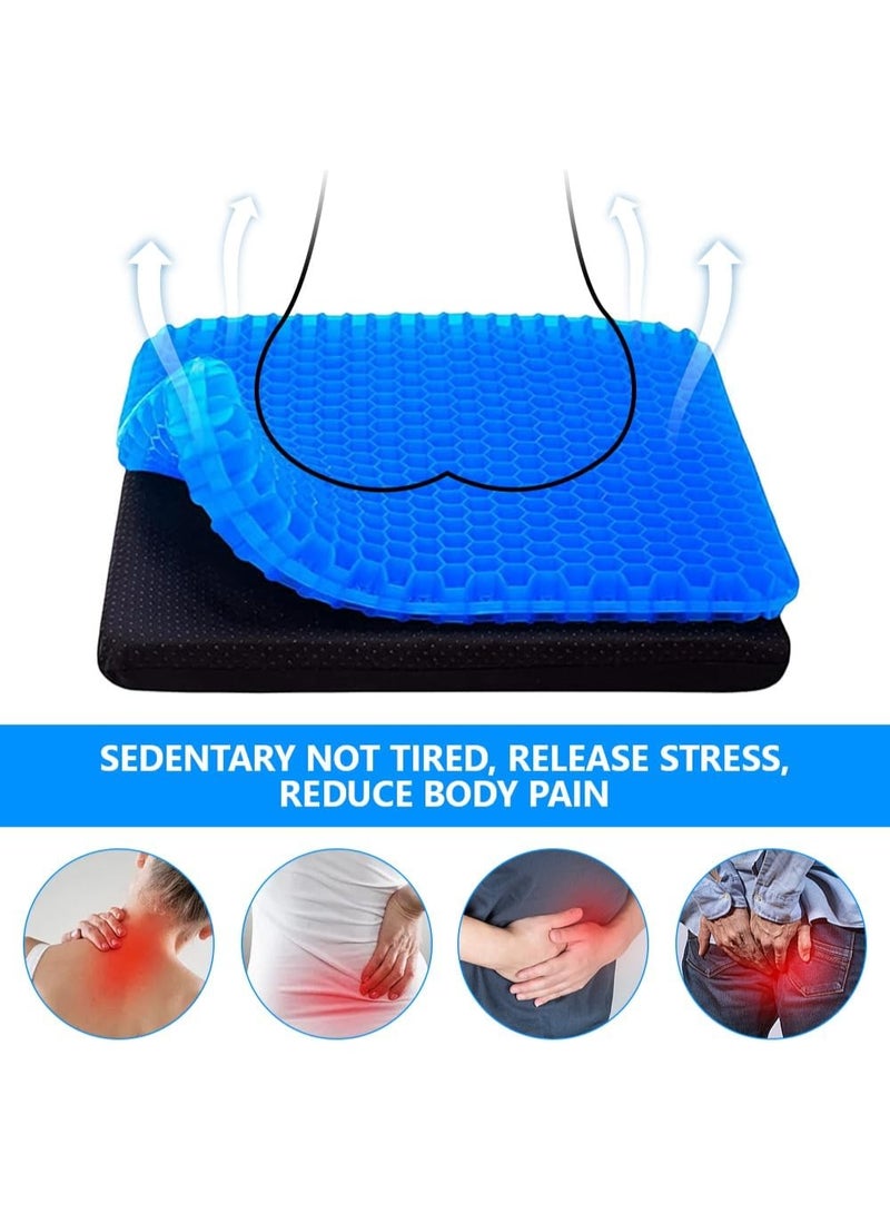 Gel Seat Cushion with Honeycomb Design, Double Layer Pressure Relief Cushion with Washable Cover for Office Chair, Car Seat and Wheelchair - Image 2