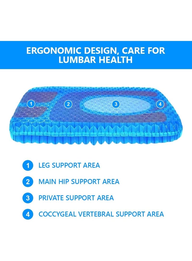 Gel Seat Cushion with Honeycomb Design, Double Layer Pressure Relief Cushion with Washable Cover for Office Chair, Car Seat and Wheelchair - Image 3