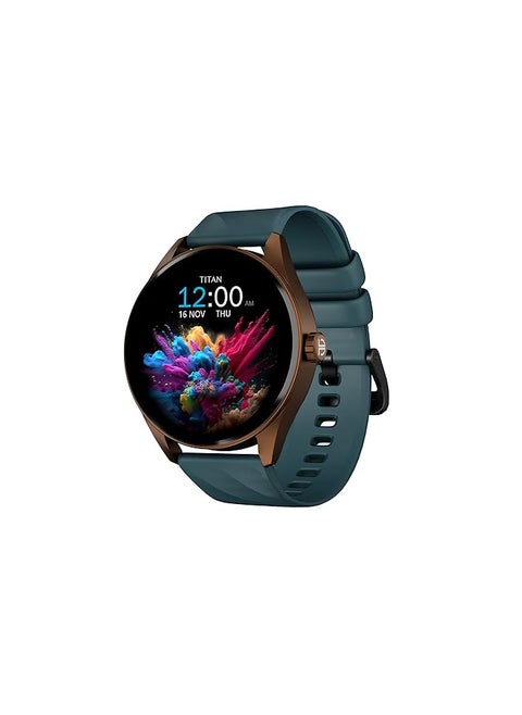 Titan Crest Premium Smart Watch|1.43" Amoled Display with Aod|466X466 Pixel Resolution|Functional Crown|Singlesync Bt Calling|Advanced Chipset|100+ Sports Modes & Watchfacesip68 Smartwatch, Teal