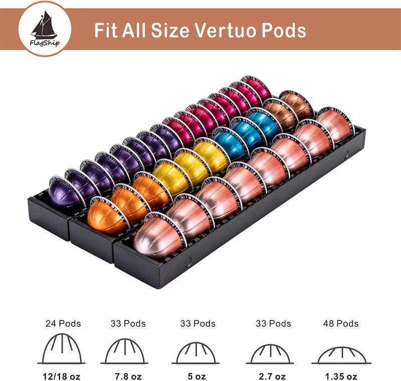 Flagship Vertuo Pod Drawer Insert for Counter,Nespresso Pod Holder DIY Magnetic Connect Black Metal(3 Packs) - Image 5