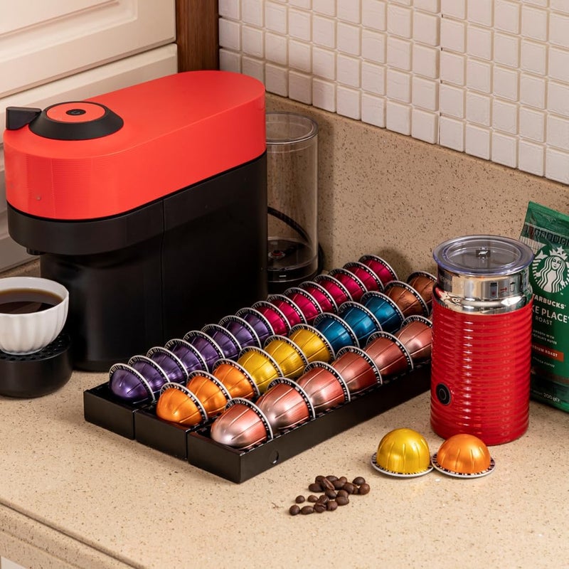 Flagship Vertuo Pod Drawer Insert for Counter,Nespresso Pod Holder DIY Magnetic Connect Black Metal(3 Packs) - Image 2