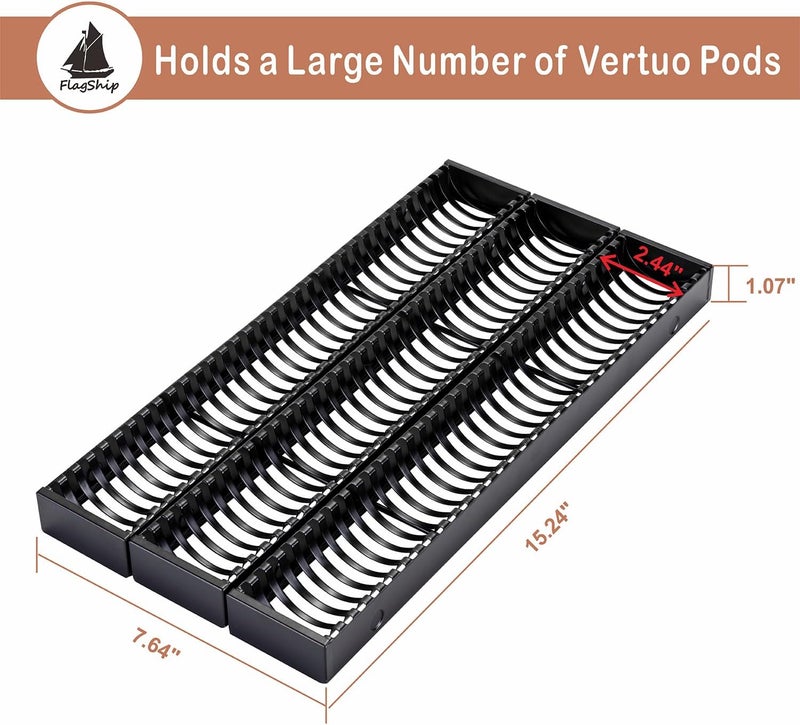 Flagship Vertuo Pod Drawer Insert for Counter,Nespresso Pod Holder DIY Magnetic Connect Black Metal(3 Packs) - Image 3