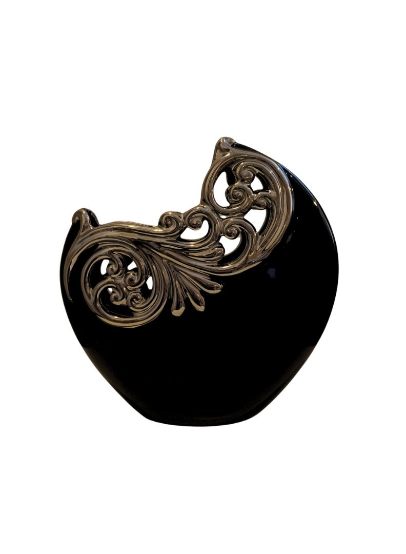 Modern Black & Silver Ceramic Decorative Vase – Luxury Home Décor Ornament - Image 2