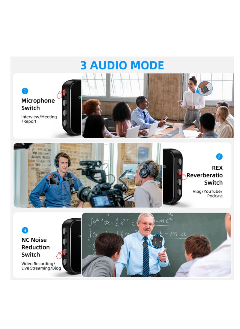 Y&D - Wireless Lavalier Microphone, 2.4G lavalier microphone wireless (2TX + 1RX), For iPhone/Android, Professional Recording Mini Microphone for Interview YouTube Facebook Live-stream - Image 1