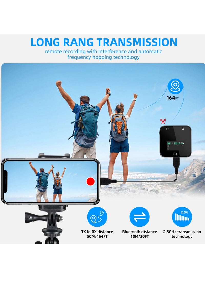 Y&D - Wireless Lavalier Microphone, 2.4G lavalier microphone wireless (2TX + 1RX), For iPhone/Android, Professional Recording Mini Microphone for Interview YouTube Facebook Live-stream - Image 1