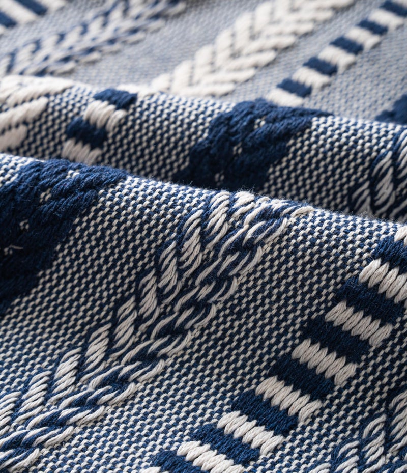 Cethom Boho Lumbar Pillow Covers 14x36 Long, Farmhouse Decorative Couch Pillow Cases, Navy Blue Accent Pillows of Bed, Sofa Bedroom Living Room Home Decor Cushion Cover, Pack of 1 - Image 3