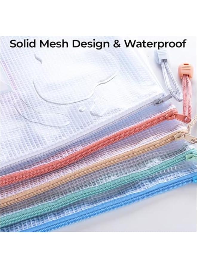 Pelican Set of 20 Mesh Zipper Pouch Bags for File Puzzle Storage in Morandi Colors with Label Pocket.FindGameObjectWithTag: Zipper Bags, A4 Size, Waterproof, Organizing, Board Games, Office Supplies.  - Image 3