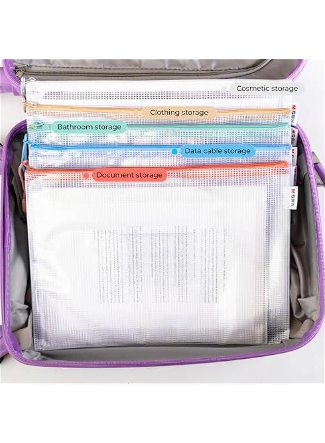 Pelican Set of 20 Mesh Zipper Pouch Bags for File Puzzle Storage in Morandi Colors with Label Pocket.FindGameObjectWithTag: Zipper Bags, A4 Size, Waterproof, Organizing, Board Games, Office Supplies.  - Image 5