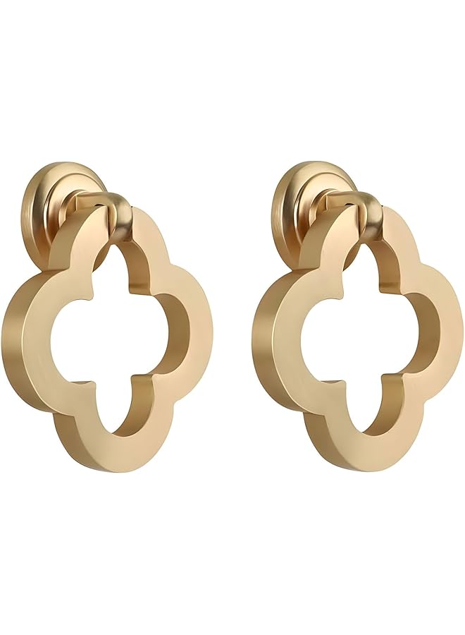 The Bros Alloy Knobs, 6 pcs 4-Leaf Clover Gold Color Bronze Alloy Knobs, Kitchen Cupboard Drawer Pulls Kitchen Wardrobe Furniture Handles, Dresser Knobs 6 Pack for Doors, Drawers, Cupboards, Closets - Image 1