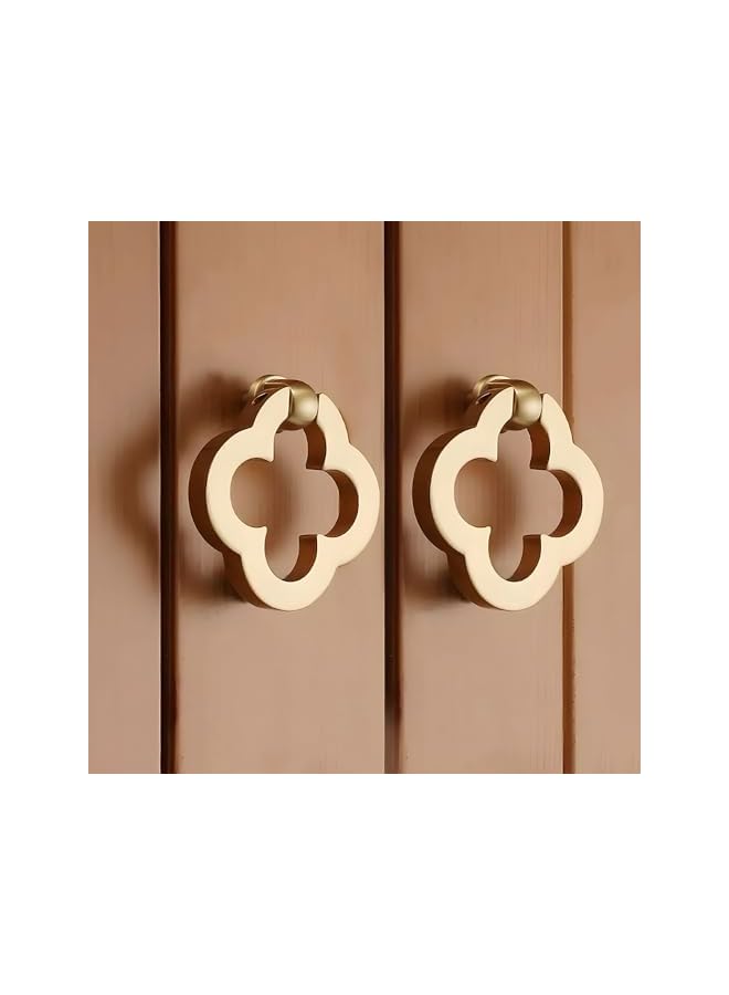 The Bros Alloy Knobs, 6 pcs 4-Leaf Clover Gold Color Bronze Alloy Knobs, Kitchen Cupboard Drawer Pulls Kitchen Wardrobe Furniture Handles, Dresser Knobs 6 Pack for Doors, Drawers, Cupboards, Closets - Image 5