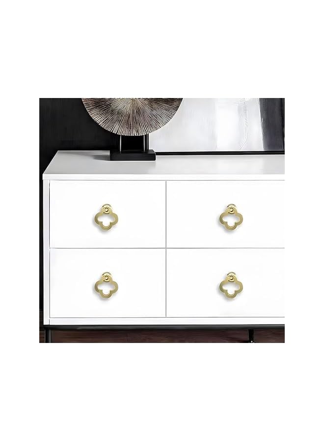 The Bros Alloy Knobs, 6 pcs 4-Leaf Clover Gold Color Bronze Alloy Knobs, Kitchen Cupboard Drawer Pulls Kitchen Wardrobe Furniture Handles, Dresser Knobs 6 Pack for Doors, Drawers, Cupboards, Closets - Image 4