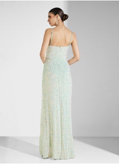 Maya Cowl Neck All Over Sequin Cami Maxi With Split  - Image 2