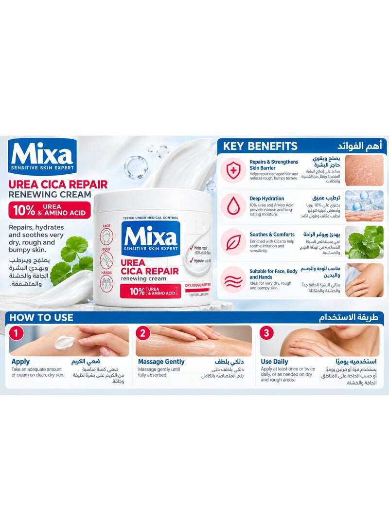 Mixa Urea Cica Repair Renewing Body Cream with 10% Urea & Amino Acid - Image 2